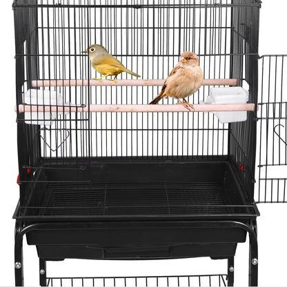 59'' Bird Cage Large Wrought Iron Cage for Cockatiel Sun Conure Parakeet with Rolling Stand