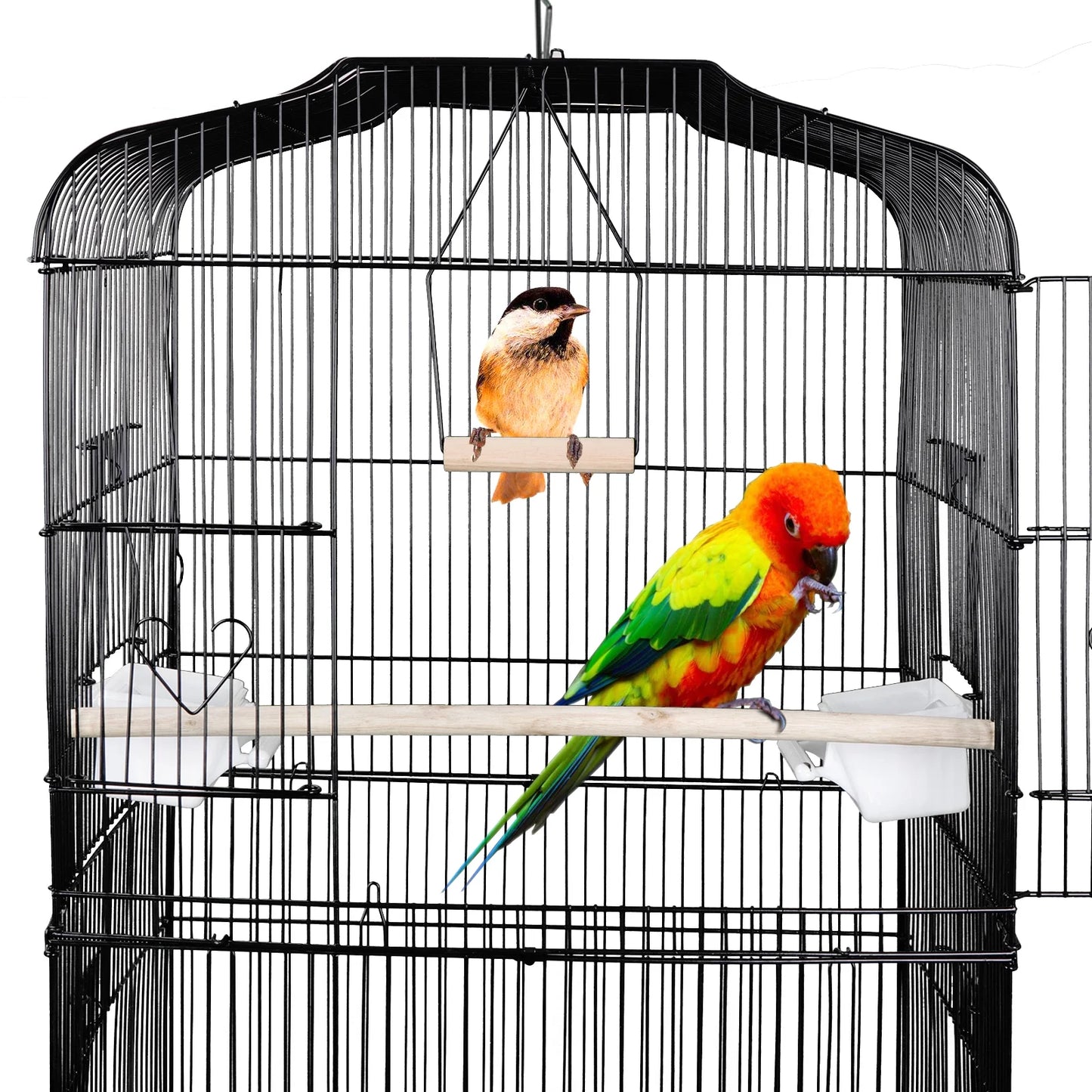 59'' Bird Cage Large Wrought Iron Cage for Cockatiel Sun Conure Parakeet with Rolling Stand