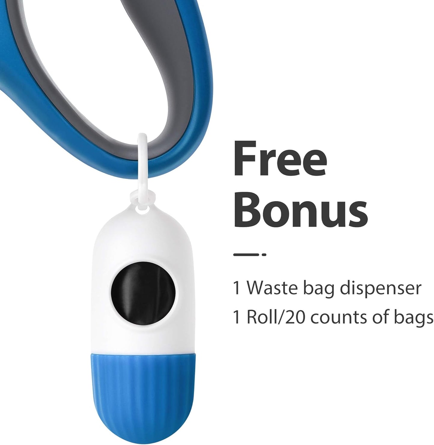 Retractable Dog Leash with Dispenser and Poop Bags, 16 Ft Pet Walking Leash for Small Dog or Cat up to 26 Lbs, Anti-Slip Handle, Tangle Free, Reflective Nylon Tape (S, Blue)