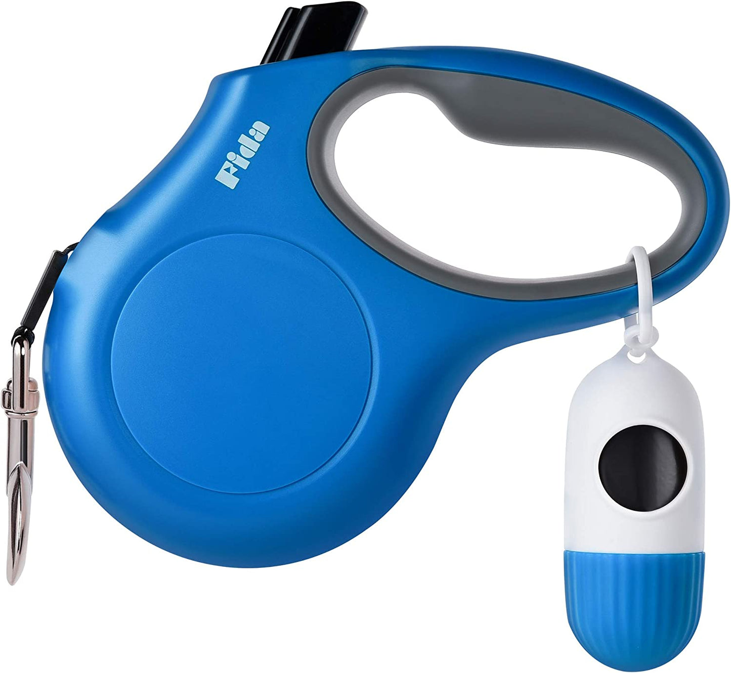 Retractable Dog Leash with Dispenser and Poop Bags, 16 Ft Pet Walking Leash for Small Dog or Cat up to 26 Lbs, Anti-Slip Handle, Tangle Free, Reflective Nylon Tape (S, Blue)